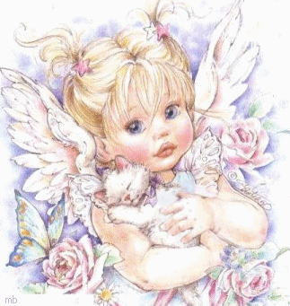 un petit ange avec son chaton